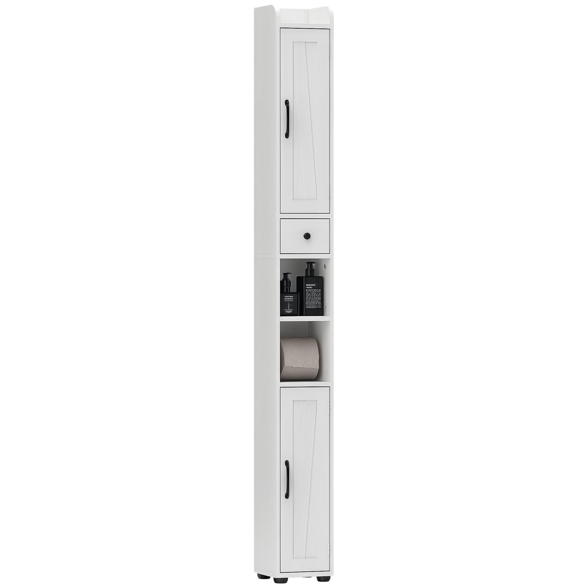 HOCHSCHRANK DE-12451 mit toilettenpapierhalter 20/20/185 cm Weiß - Weiß, Holzwerkstoff (20/185/20cm) - ComfortXL