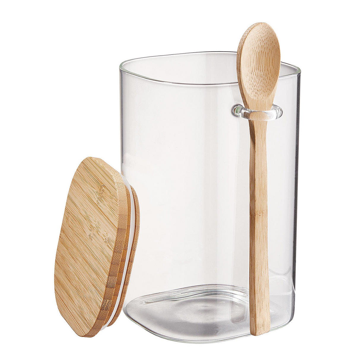 VORRATSGLAS Composition - Transparent, Glas/Holz (10/16/13cm) - Butlers