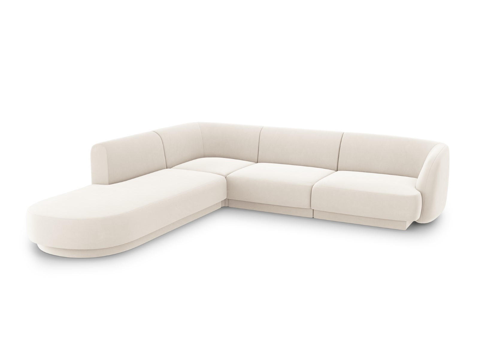 ECKSOFA links Miley aus Samt leichtes beige 6 Sitzplätze - Beige, Textil (248/255cm) - Micadoni