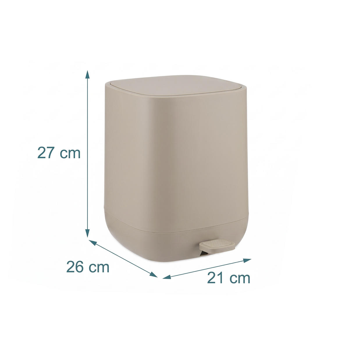 TRETEIMER Beige Kunststoff Softclose 9 l - Beige, Kunststoff (21/27/26cm) - Relaxdays
