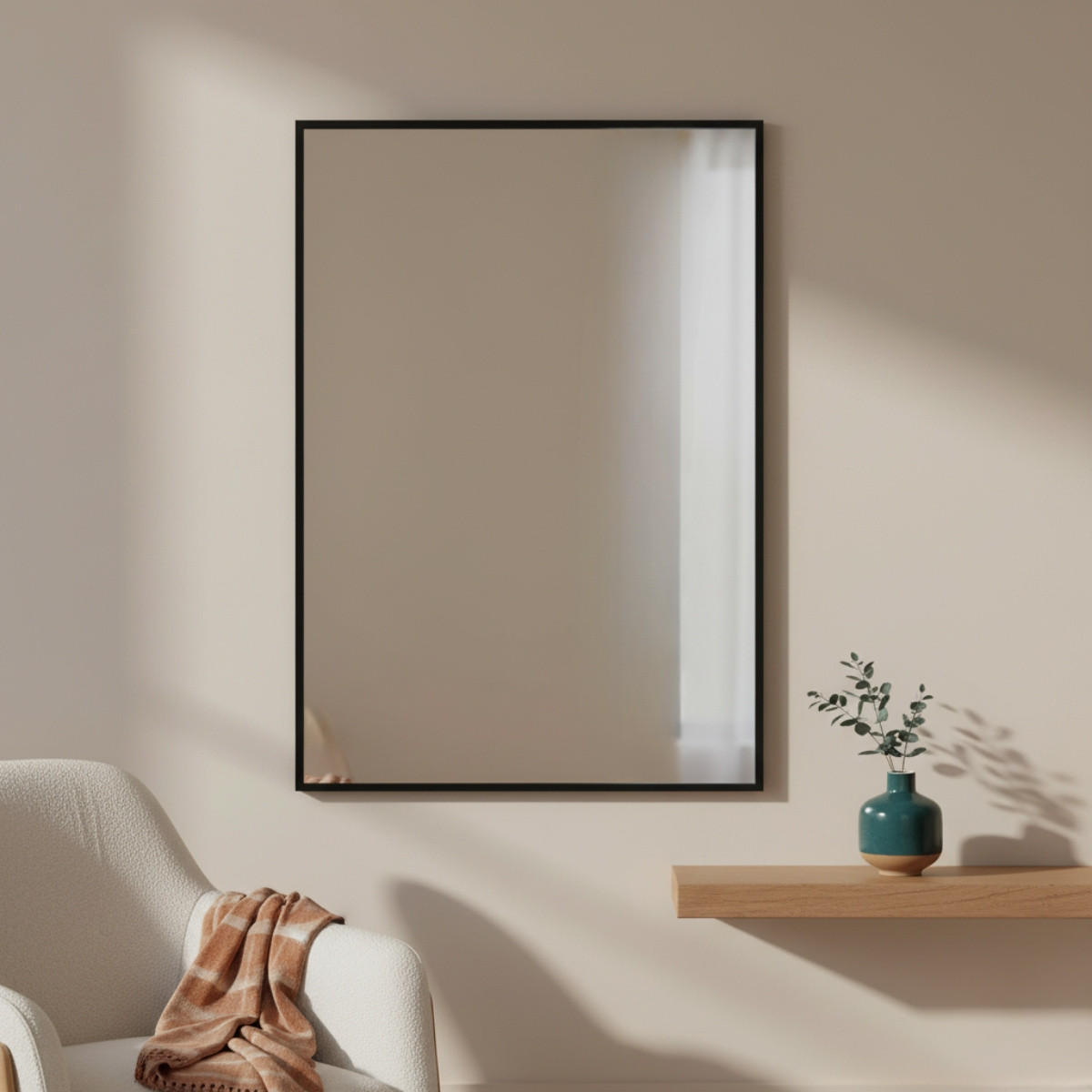 WANDSPIEGEL Vinkel 70/50 cm - Schwarz, Glas (50/70/2cm) - EDAXO