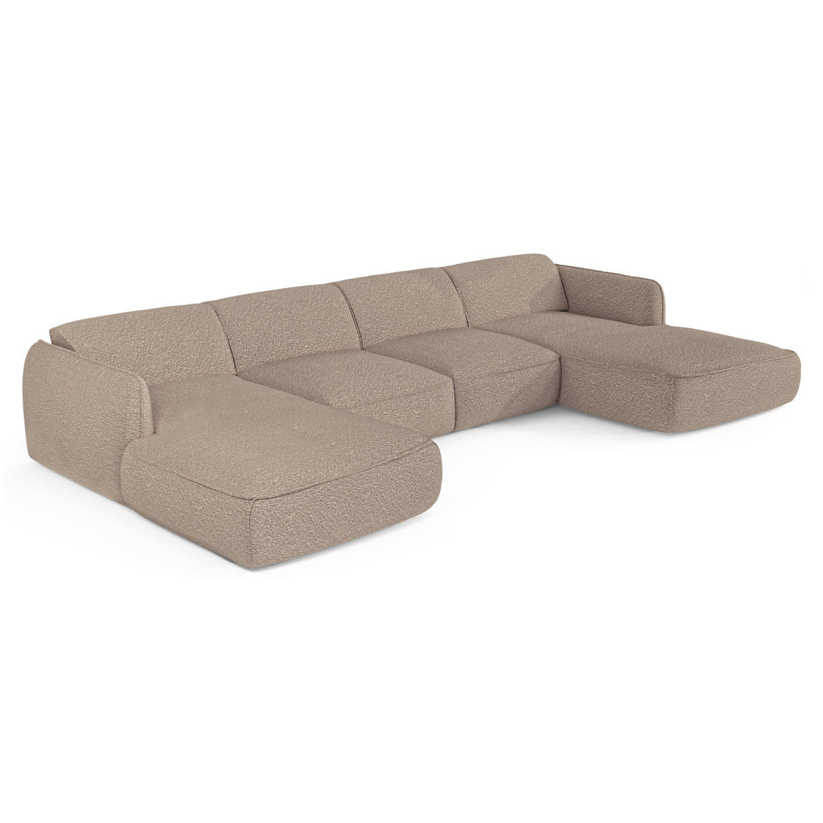 WOHNLANDSCHAFT Bouclé-Stoff Taupe 346cm - Taupe, Textil (346/76/166cm) - Sia Home