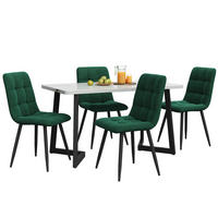 ESSTISCH Set 117x68x75 mit einem Tisch und vier samtgepolsterten Stühlen für Esszimmer Küche und Wohnraum, weiß-grün - Grün, Holzwerkstoff (68/75/117cm) - Luhomfu