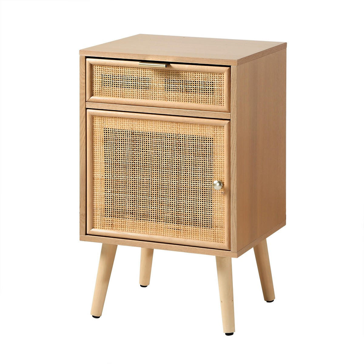 NACHTTISCH mit natürlichem Rattangeflecht - Apfelbaumfarben, Holzwerkstoff (36.5/71/42cm) - Calicosy