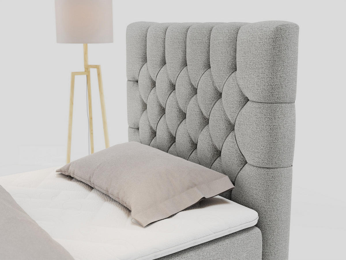 BOXBETT PERA 90/200 Hellgrau Struktur - H3 - Rechts Seite - Hellgrau, Holz/Textil (90/200cm) - MKS