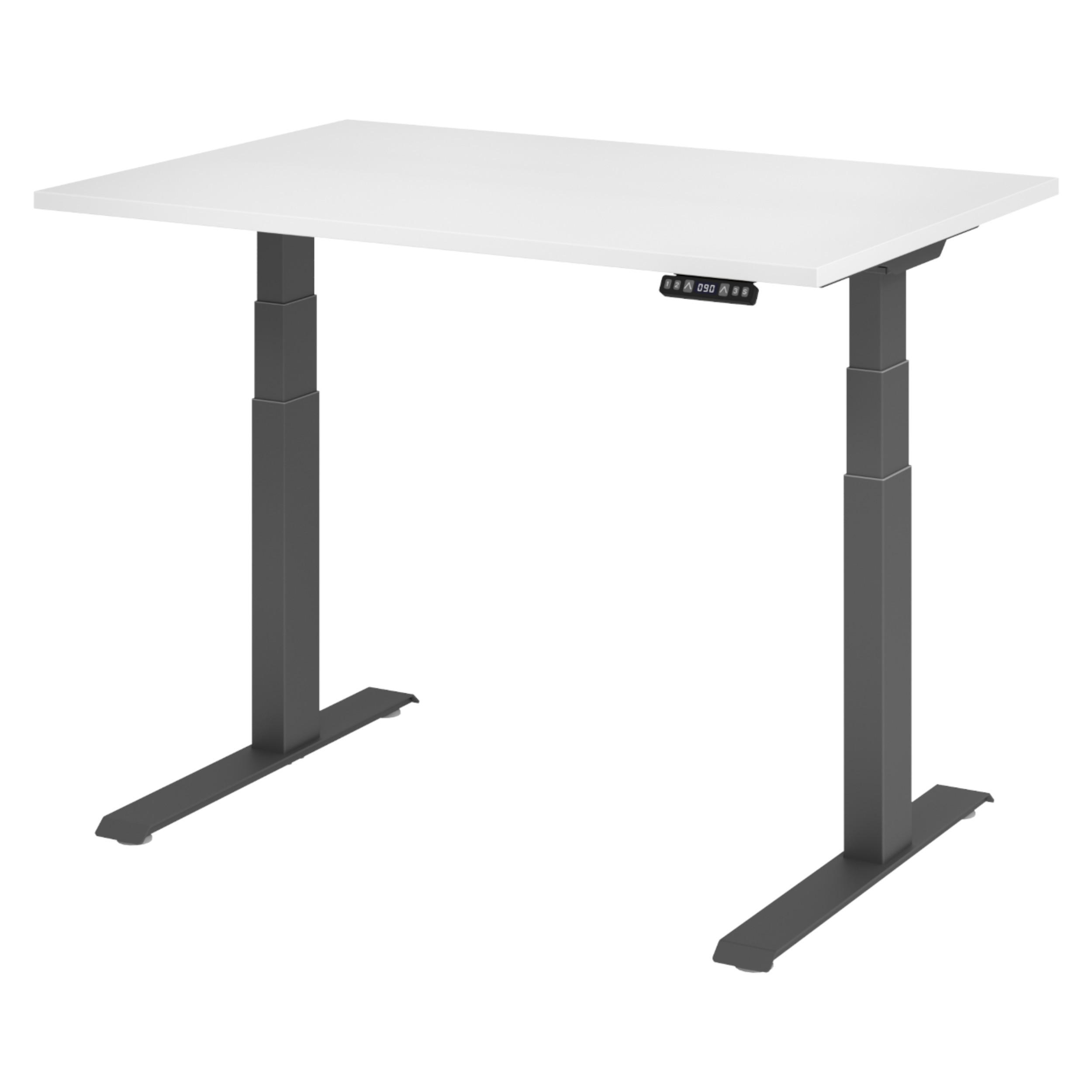 SCHREIBTISCH elektrisch XDKB 80/120/74 cm in Weiß/Graphitfarben - Graphitfarben/Weiß, Holzwerkstoff (80/120/74cm) - bümö