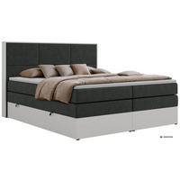 POSTEL BOXSPRING DELVIT KING 140/200 - Tmavě šedá Strukturovaná látka - Topper Visco - H3 - černá/tmavě šedá, textil/plast (140/200cm) - MKS