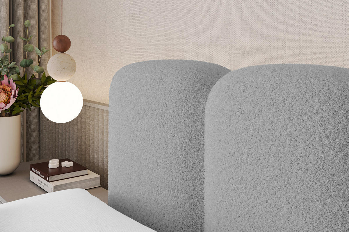 BOXBETT mit Matratze H4 - NINA - 160x200 cm Hellgrau - Hellgrau, Holzwerkstoff (160/200cm) - ALTDECOR
