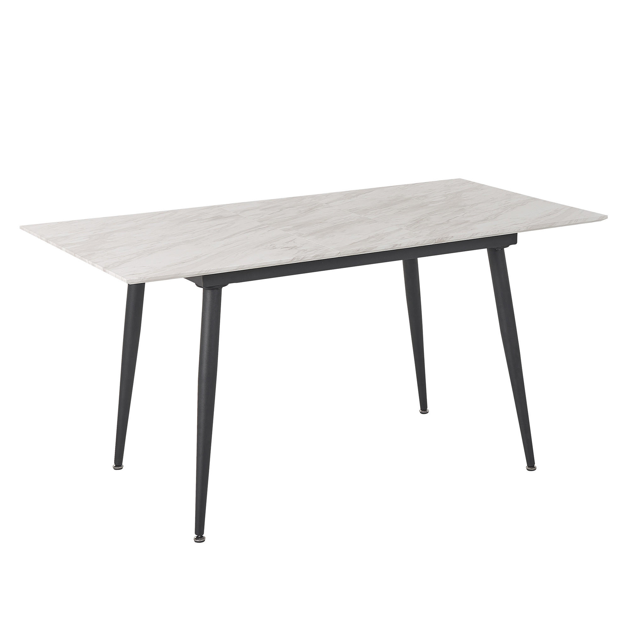 ESSTISCH 120-150/80/75 cm Weiß schwarz Rechteckig Eftalia - Weiß, Holzwerkstoff (150/80/75cm) - Beliani