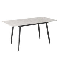 ESSTISCH 120-150/80/75 cm Weiß schwarz Rechteckig Eftalia - Weiß, Holzwerkstoff (150/80/75cm) - Beliani