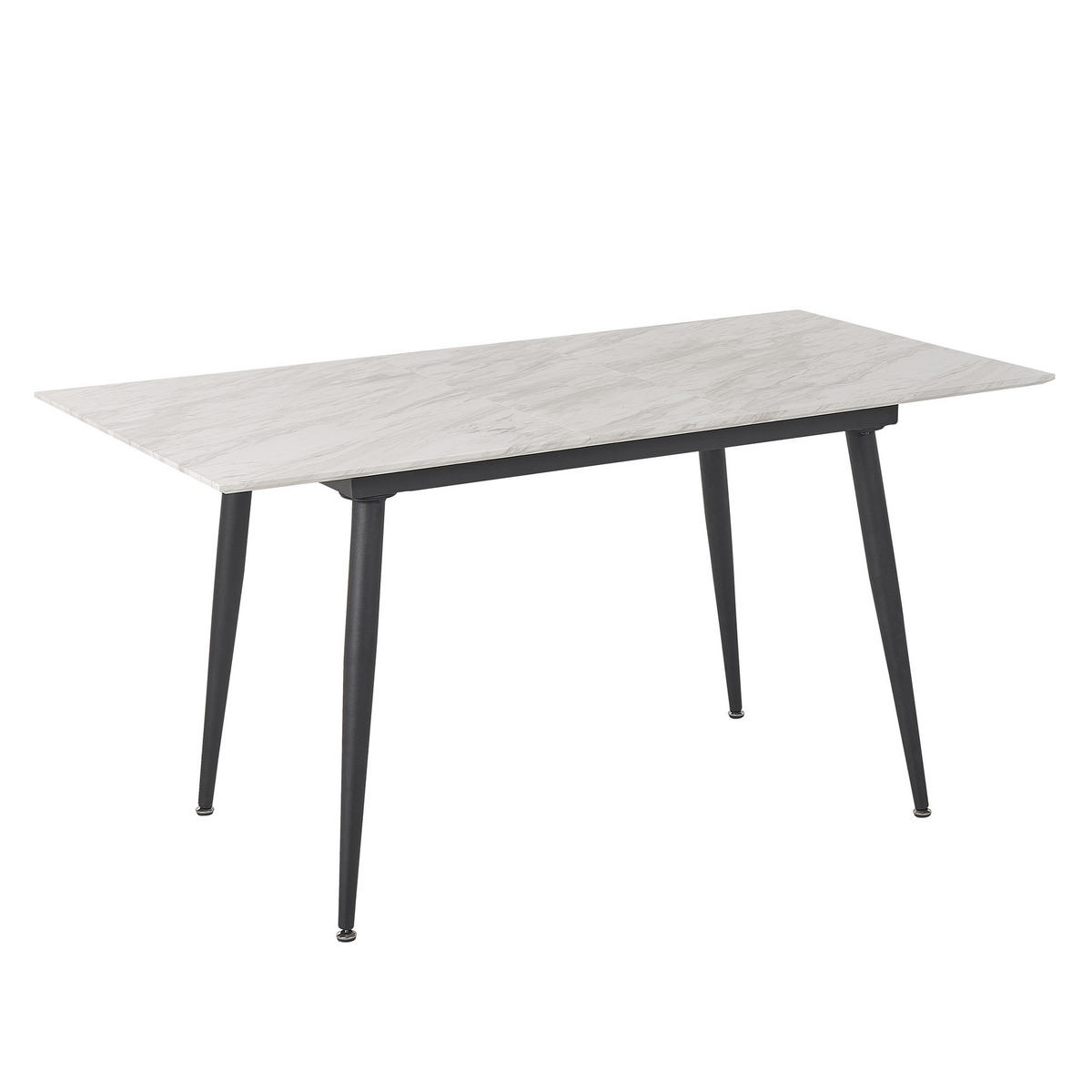 ESSTISCH 120-150/80/75 cm Weiß schwarz Rechteckig Eftalia - Weiß, Holzwerkstoff (150/80/75cm) - Beliani