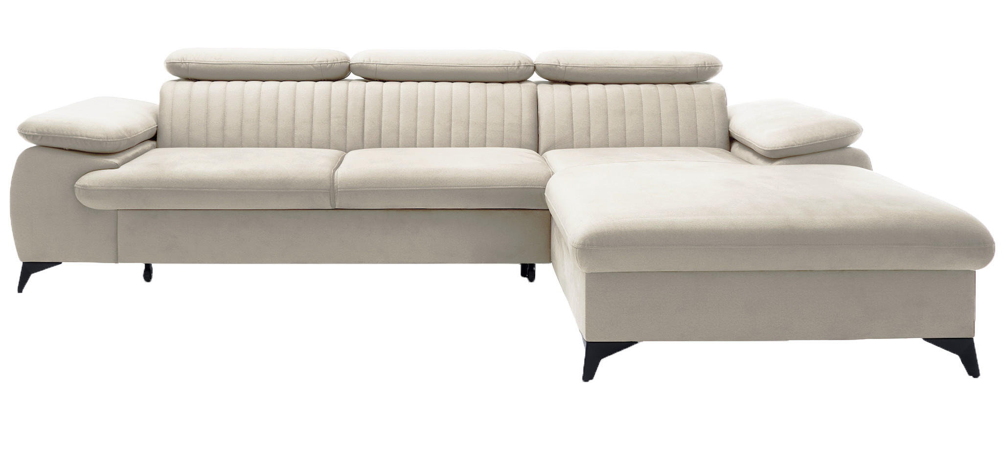 ECKSOFA 280 cm Xanto M, Schlaffunktion, verstellbaren Kopfstützen, Rechts, Creme - Creme, Holz (193/280cm) - Emporius
