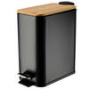 ABFALLBEHÄLTER mit Bambusabdeckung, 5L, schwarz - Schwarz, Metall (14/28cm) - KADAX