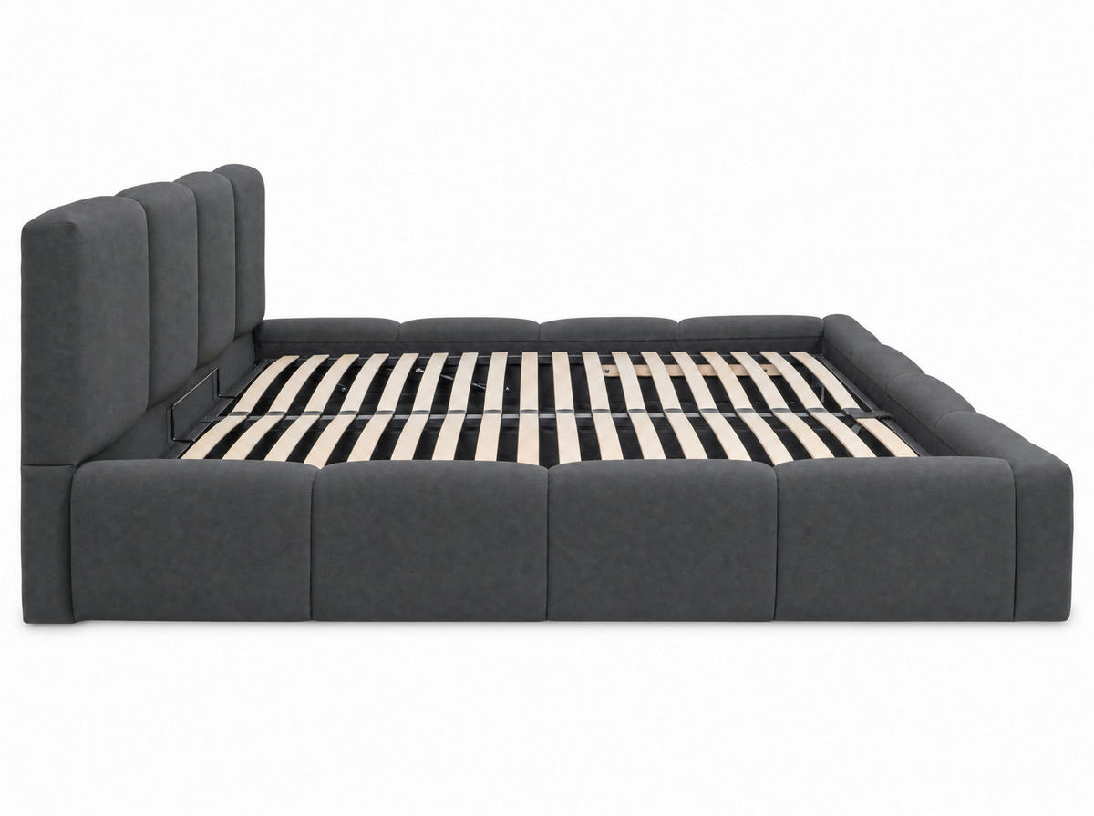 POLSTERBETT Amore Anthrazit 160/200 cm Samt mit Bettkasten - Anthrazit, Textil/Metall (160/200cm) - wonello