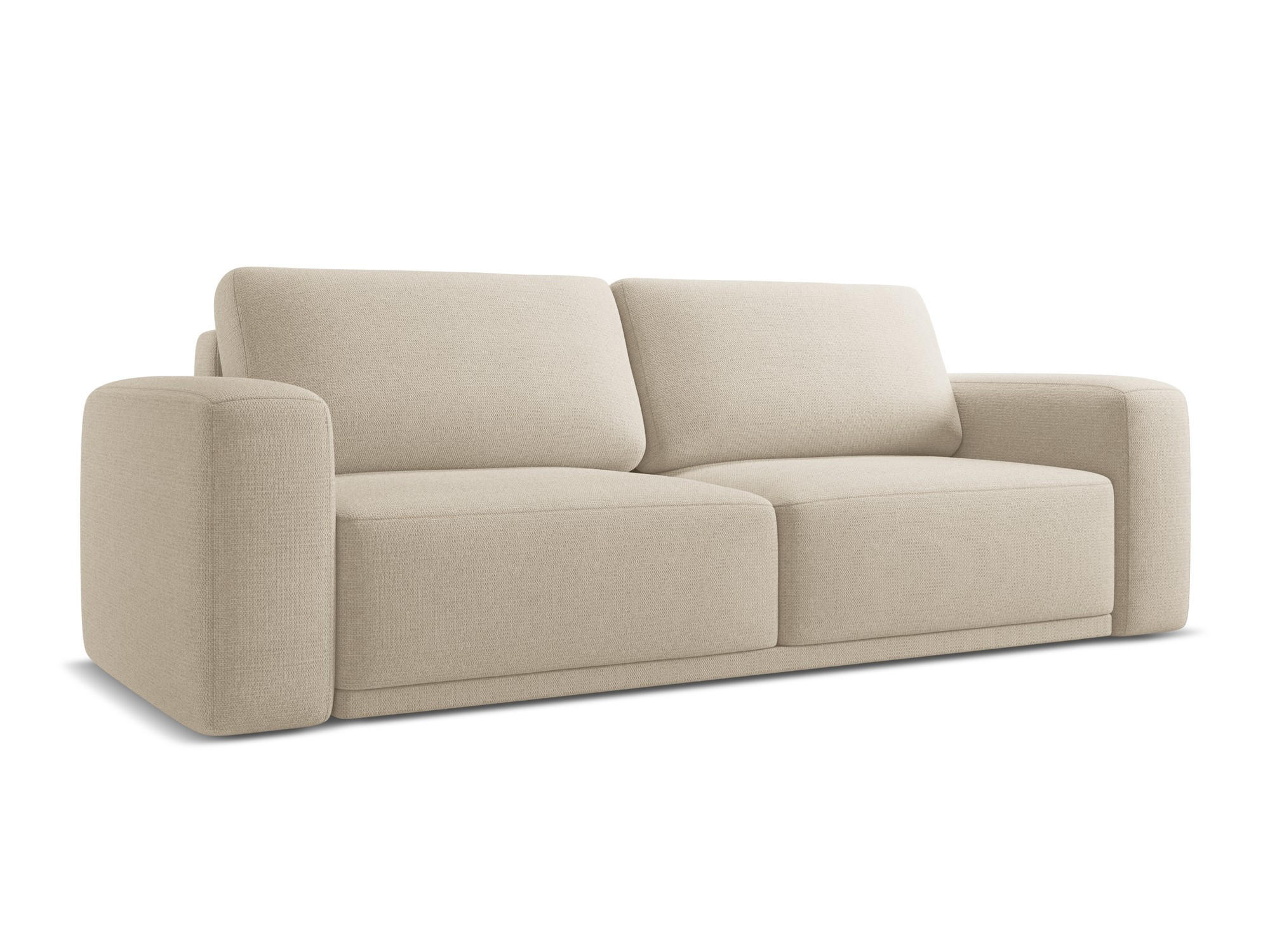 3-SITZER SOFA mit Schlaffunktion Chenille Stoff Beige - Beige/Schwarz, Kunststoff/Textil (242/91/100cm) - Makamii