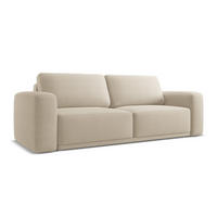 3-SITZER SOFA mit Schlaffunktion Chenille Stoff Beige - Beige/Schwarz, Kunststoff/Textil (242/91/100cm) - Makamii
