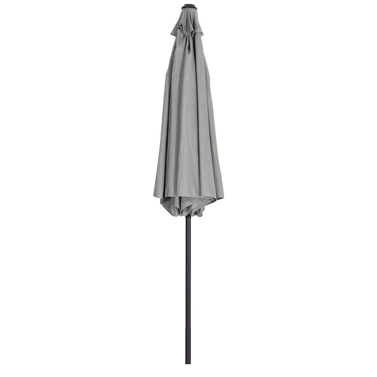 SONNENSCHIRM aus Polyester Metall in Hellgrau mit Resin-Sockel drehbar 360° neigbar 60° 3 x 2.4m Ø49 × 35 cm - Grau, Metall (240/50cm) - Livingandhome