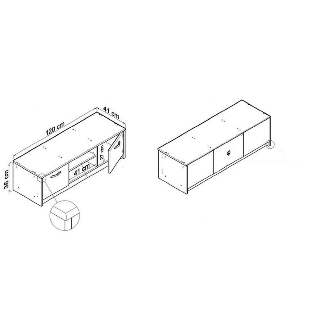 Thumbnail - Matkam Möbel Fernsehkommode, Anthrazit, Holzwerkstoff, 120x36x41 cm, Wohnzimmer, Wohnwände, Lowboards, Lowboards stehend