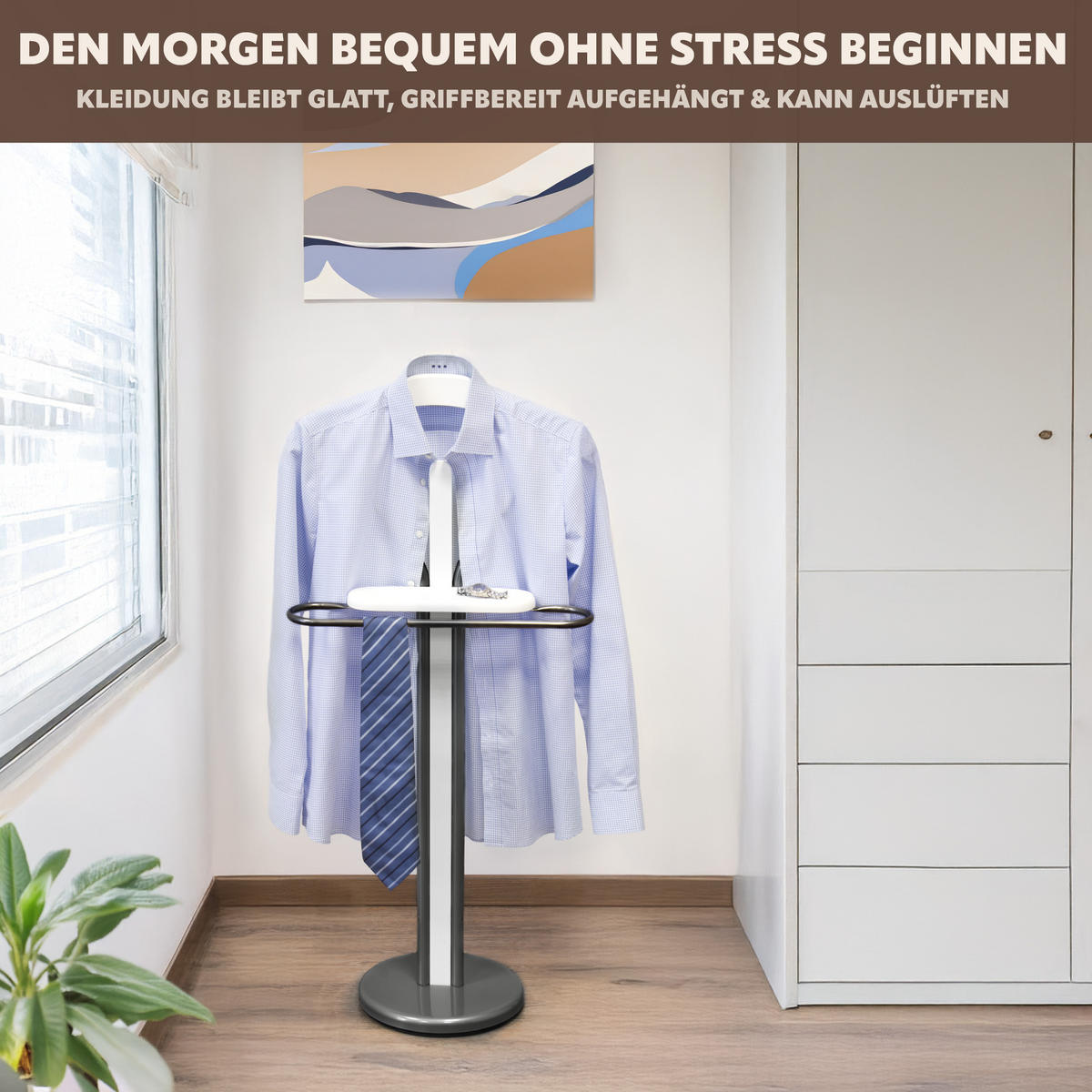 KLEIDERBUTLER, grau - Dunkelgrau, Metall (47.5/108/30cm) - bremermann