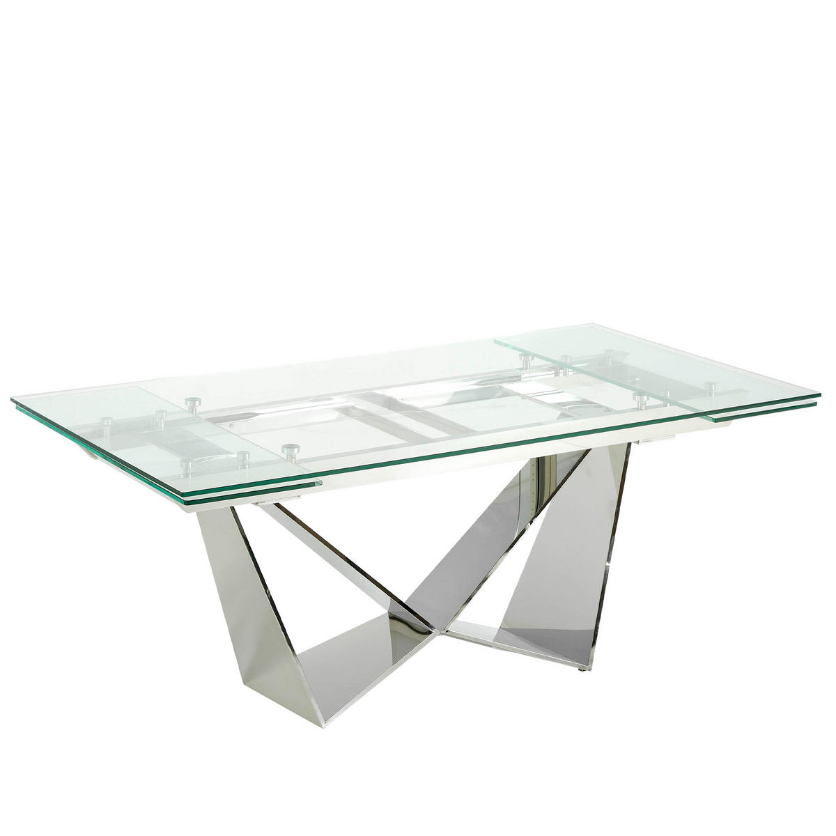 ESSTISCH Rechteckig Glas Stahl 160/90/75 cm - Edelstahlfarben/Transparent, Metall (90/160/75cm) - ANGEL CERDA