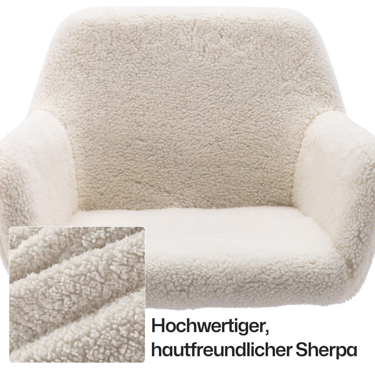 SCHREIBTISCHSTUHL in Weiß 53x53x55 cm mit Kunstpelzbezug, höhenverstellbar und drehbar - Weiß, Kunststoff (53/55/53cm) - IVMEU