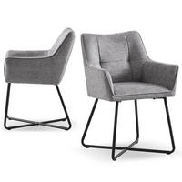 ARMLEHNSTUHL BREIGHT Grau 2 Stück - Grau, Textil/Metall (56/83/59cm) - B&D Home