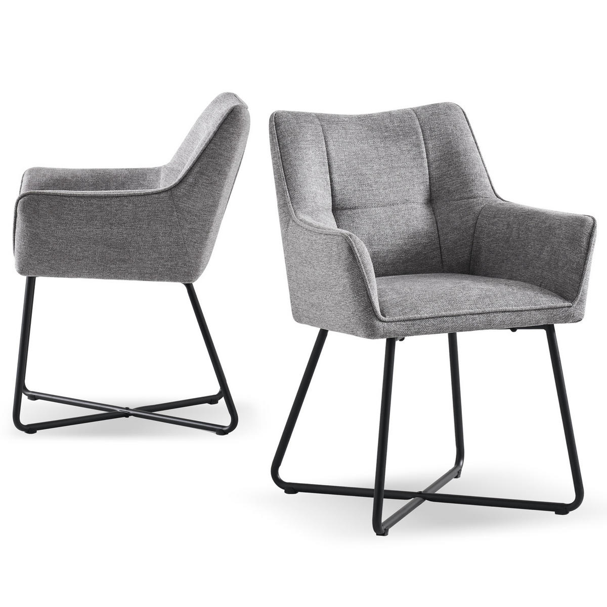 ARMLEHNSTUHL BREIGHT Grau 2 Stück - Grau, Textil/Metall (56/83/59cm) - B&D Home