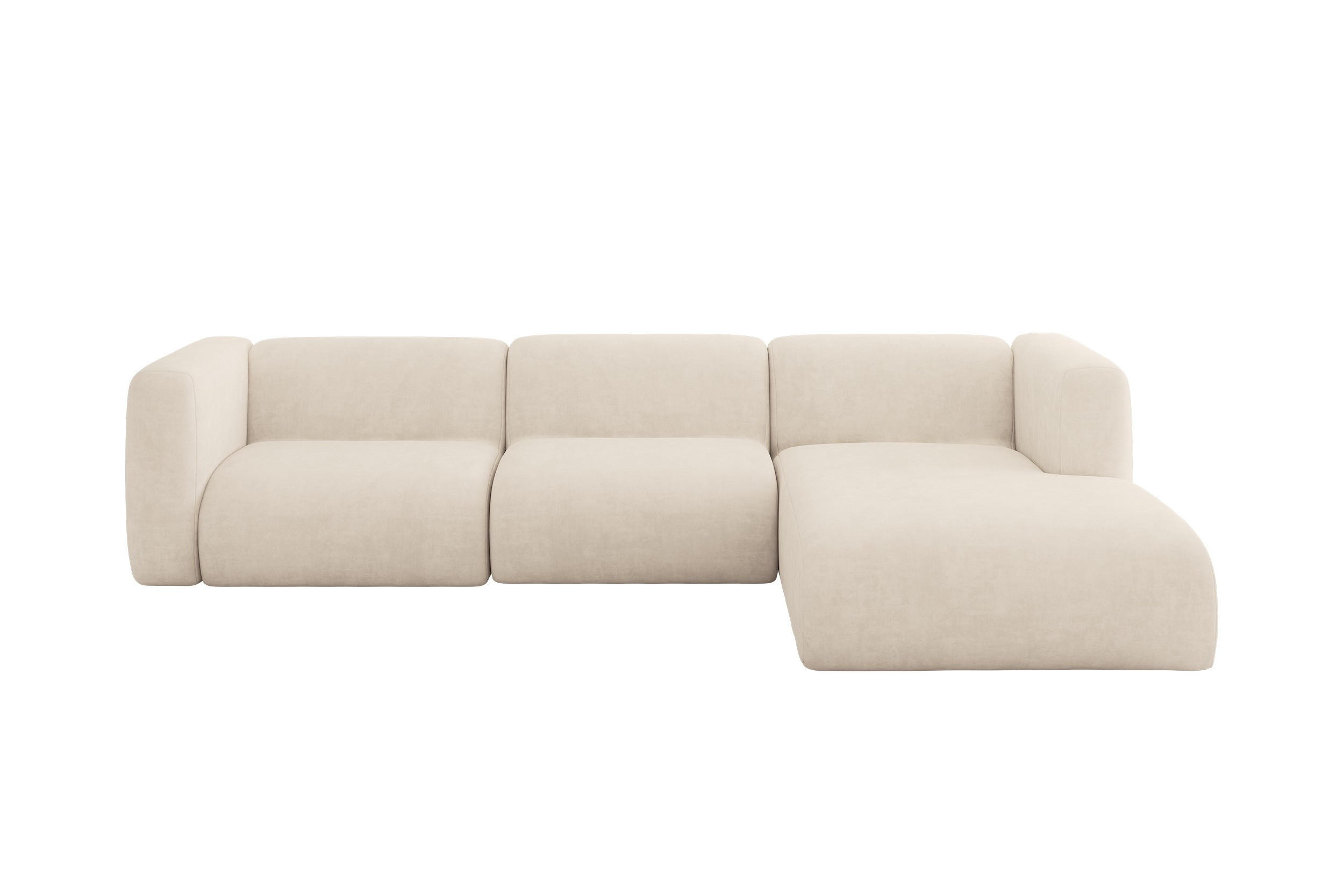 ECKSOFA Ottomane Rechts MIRA-L2 318x179x89 Beige Velours - Greige/Beige, Holzwerkstoff/Kunststoff (318/179cm) - ALTDECOR