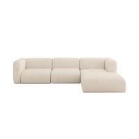 ECKSOFA Ottomane Rechts MIRA-L2 318x179x89 Beige Velours - Greige/Beige, Holzwerkstoff/Kunststoff (318/179cm) - ALTDECOR