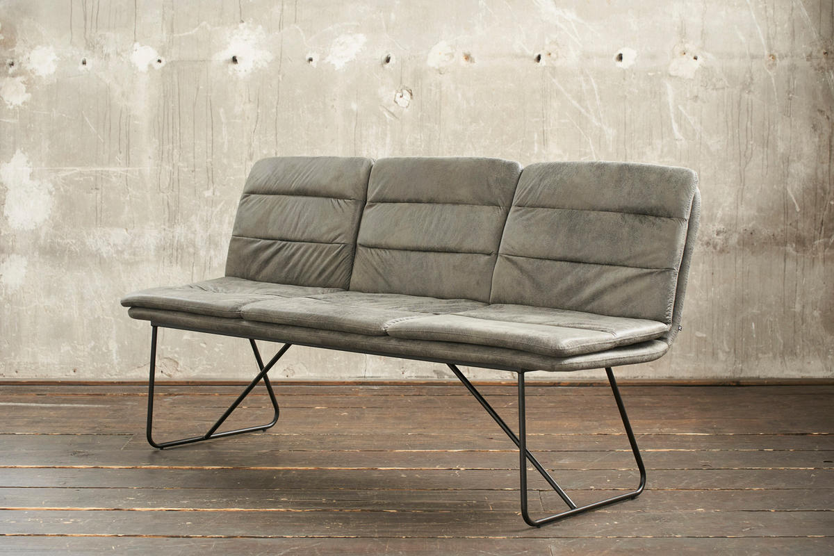 ESSZIMMERBANK VINCE Grau Microfaser - Schwarz/Grau, Textil (178/90/68cm) - KAWOLA