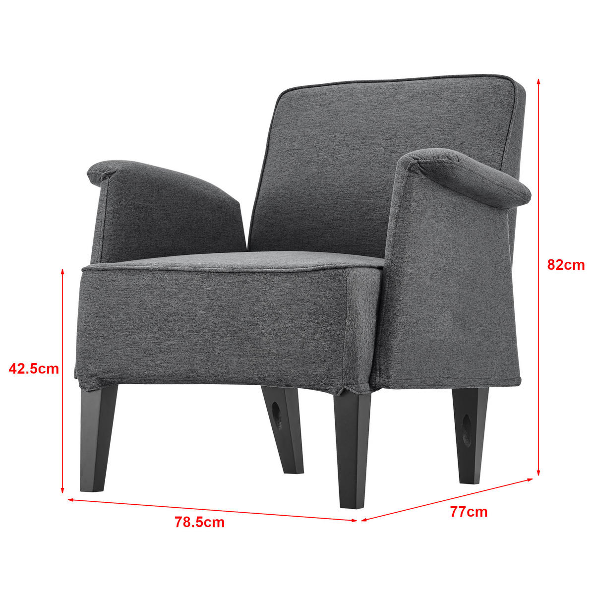 POLSTERSESSEL Diespeck Textil Steingrau - Grau, Textil (78.5/82/77cm) - [en.casa]