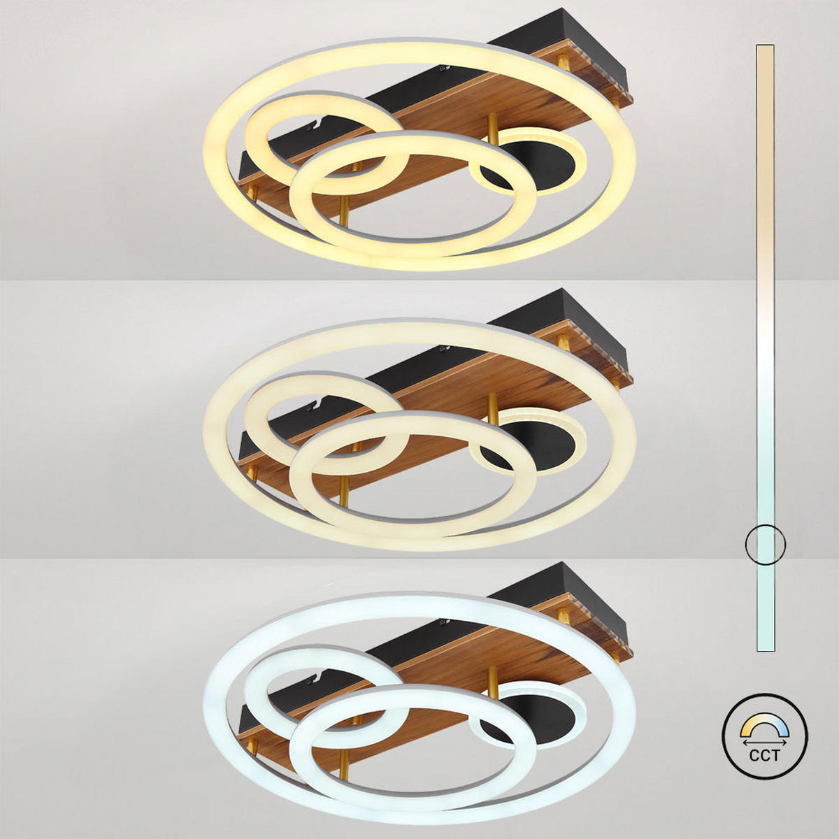 LED DECKENLEUCHTE DARRYL Braun - Braun, Holz (48/48/11cm) - Globo Lighting