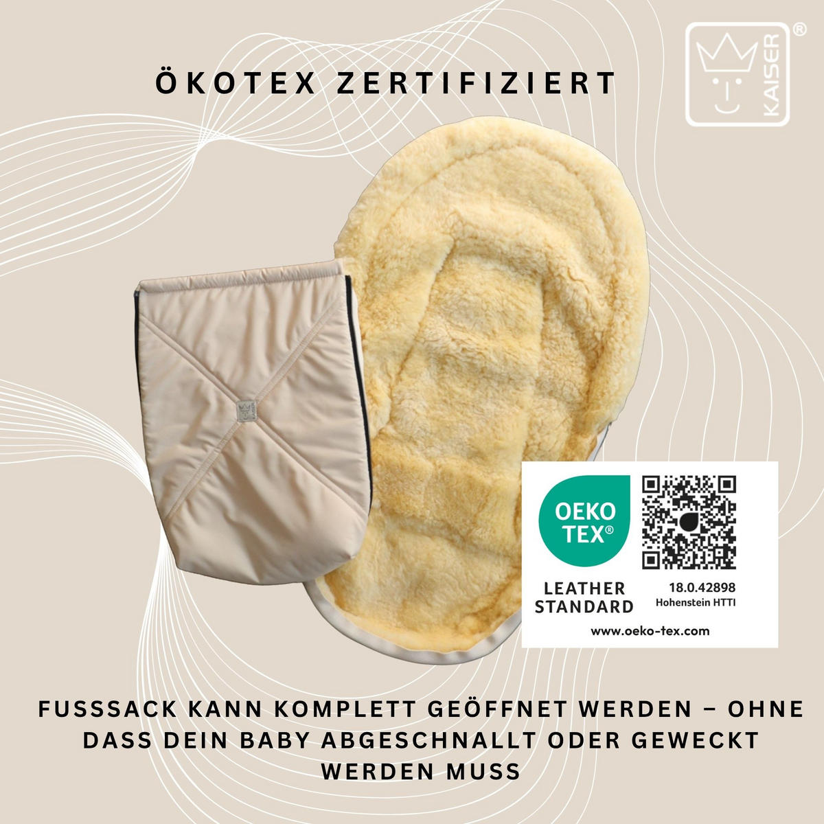 LAMMFELL-BABYSCHALENFUSSSACK Emmy, cream - Sandfarben, Fell (37/10/80cm) - Kaiserbaby