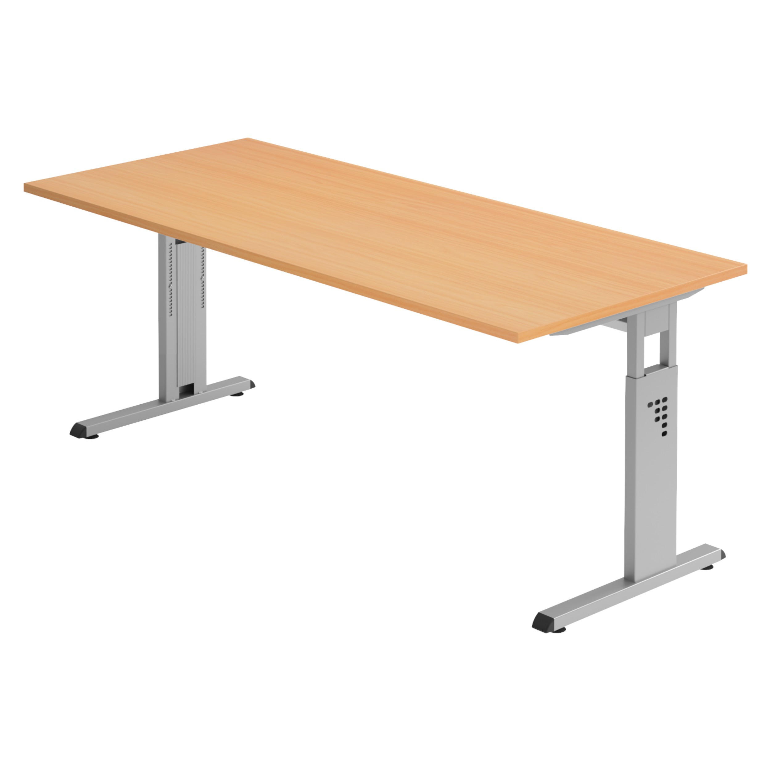 SCHREIBTISCH Serie-O 80/180/74 cm in Buchefarben/Silberfarben - Buchefarben/Silberfarben, Holzwerkstoff (80/180/74cm) - bümö