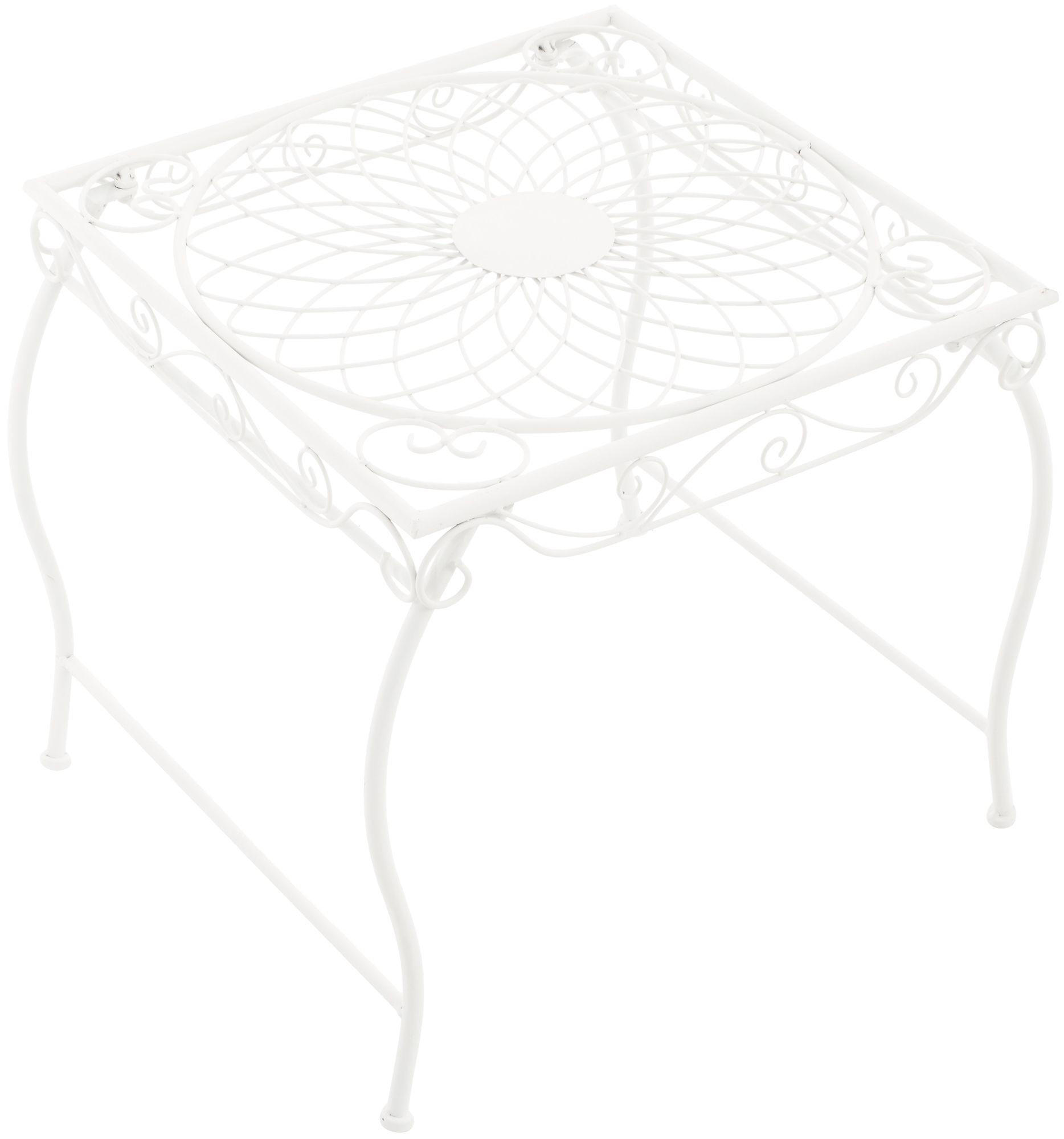 GARTENTISCH eckig 49/45/46 cm Metall Weiß - Creme, Metall (45/49/46cm) - CLP