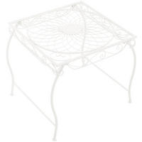 GARTENTISCH eckig 49/45/46 cm Metall Weiß - Creme, Metall (45/49/46cm) - CLP