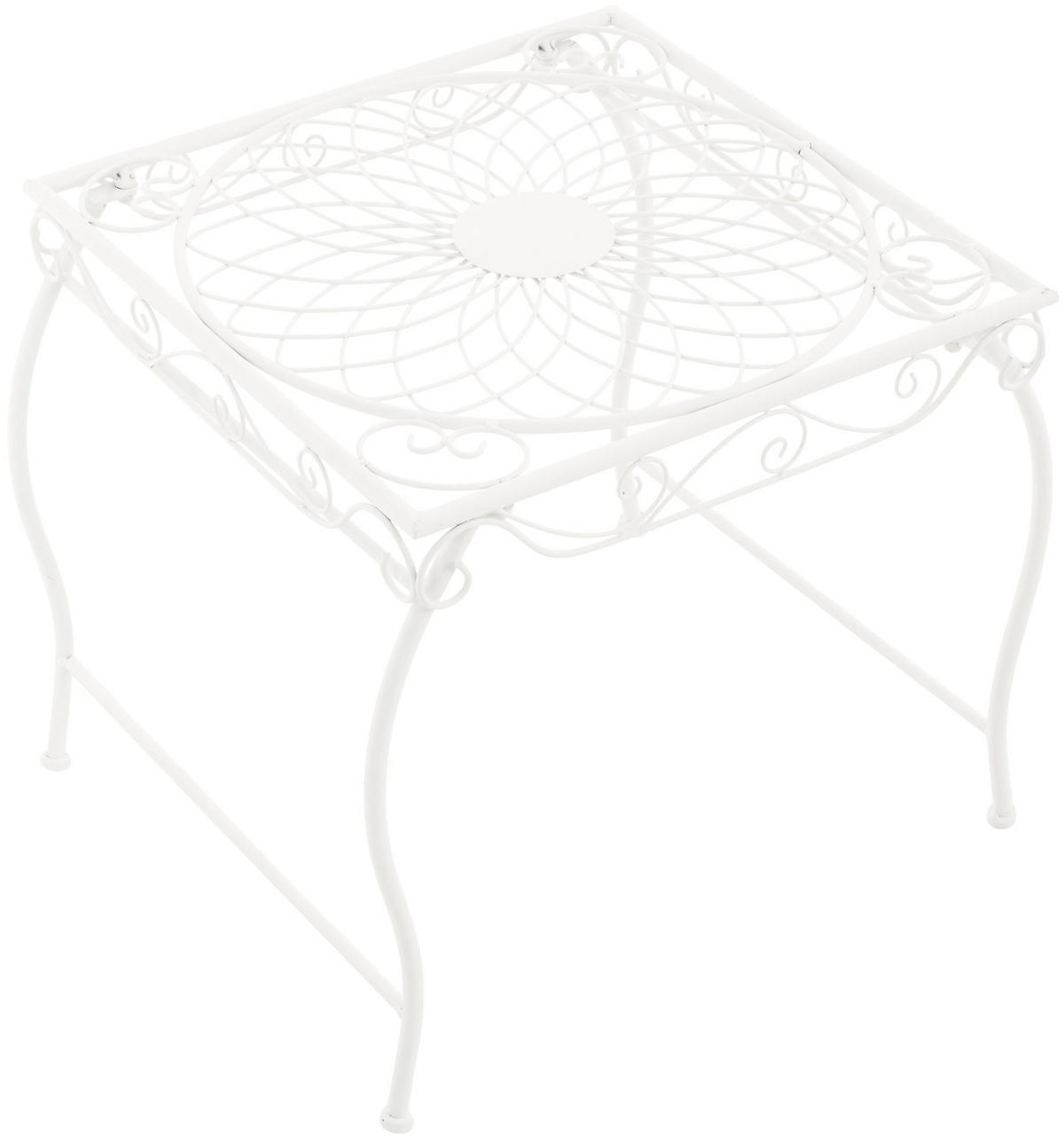 GARTENTISCH eckig 49/45/46 cm Metall Weiß - Creme, Metall (45/49/46cm) - CLP