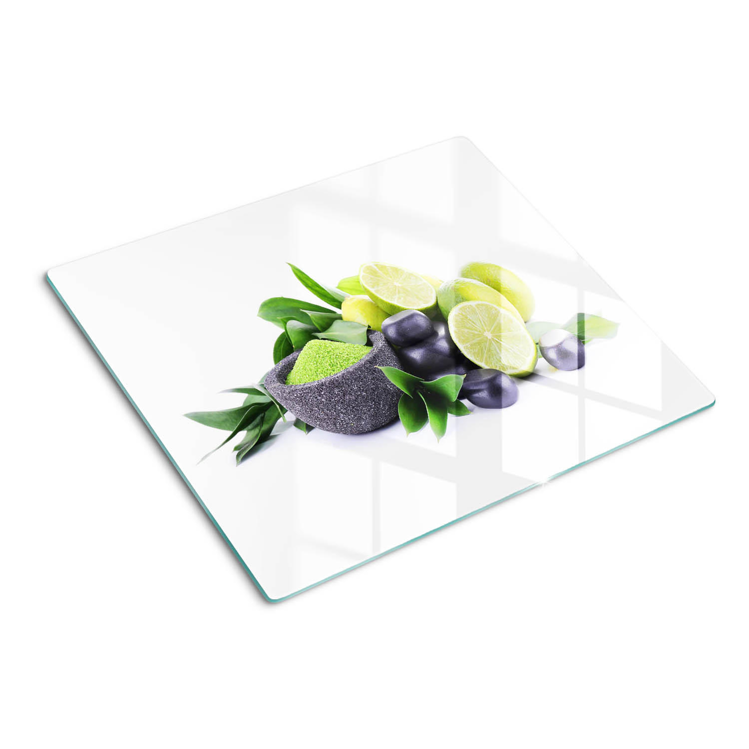 GLASPLATTE 60x52 cm Kalk und Steine - Grün, Glas (60/0.4/52cm) - TULUP