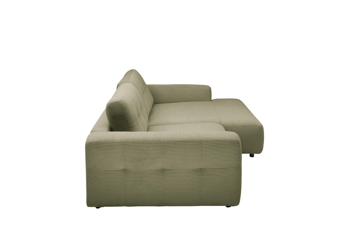 ECKSOFA XL MIKA Grün Cord - Schwarz/Olivgrün, Kunststoff/Textil (296/167cm) - KAWOLA