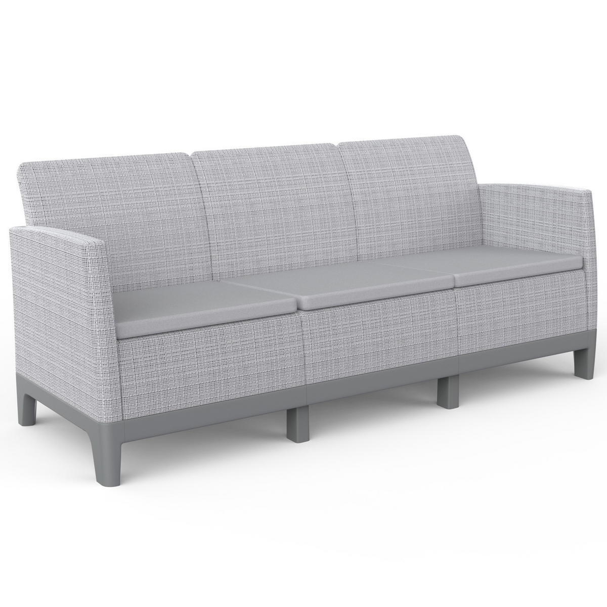 GARTENSET Norrin aus Polypropylen, 3-Sitzer-Sofa, 2 Sessel und Tisch, für 5 Personen, Grau - Grau, Kunststoff - Beautysofa