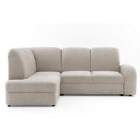 ECKSOFA VIBE L Links mit Schlaffunktion 129x205 Chenille Beige - Beige/Schwarz, Holz/Kunststoff (186/250cm) - Muffo