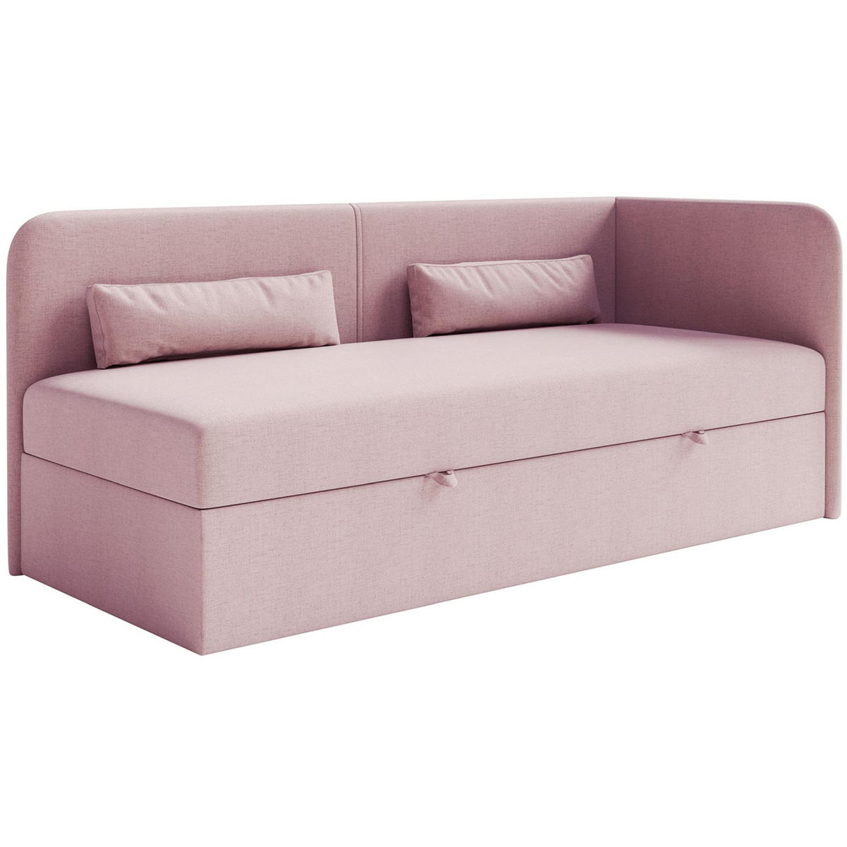 JUGENDBETT Calmmo Rosa mit Chenille-Bezug, Kopfteil rechts - Pink, Textil (90/200cm) - Selsey