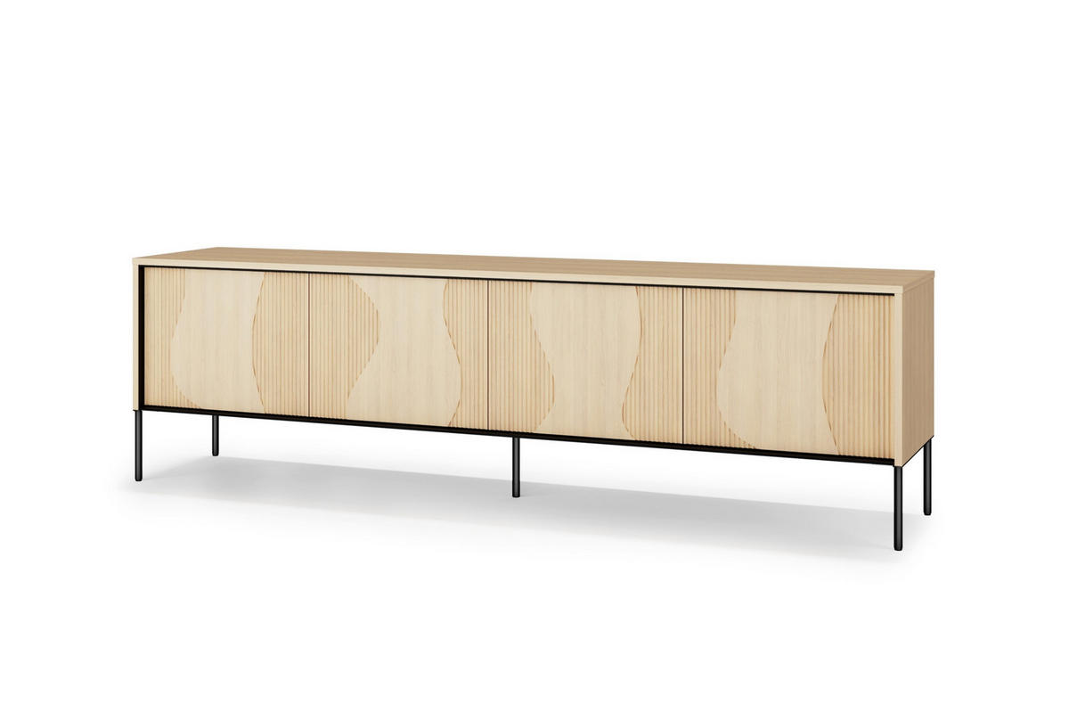 TV-LOWBOARD FAVOS 05 193/57/40 cm in Eiche Vincenza hell und Schwarz mit LED - Eichefarben/Schwarz, Holzwerkstoff (193/57/40cm) - Deine Möbel 24