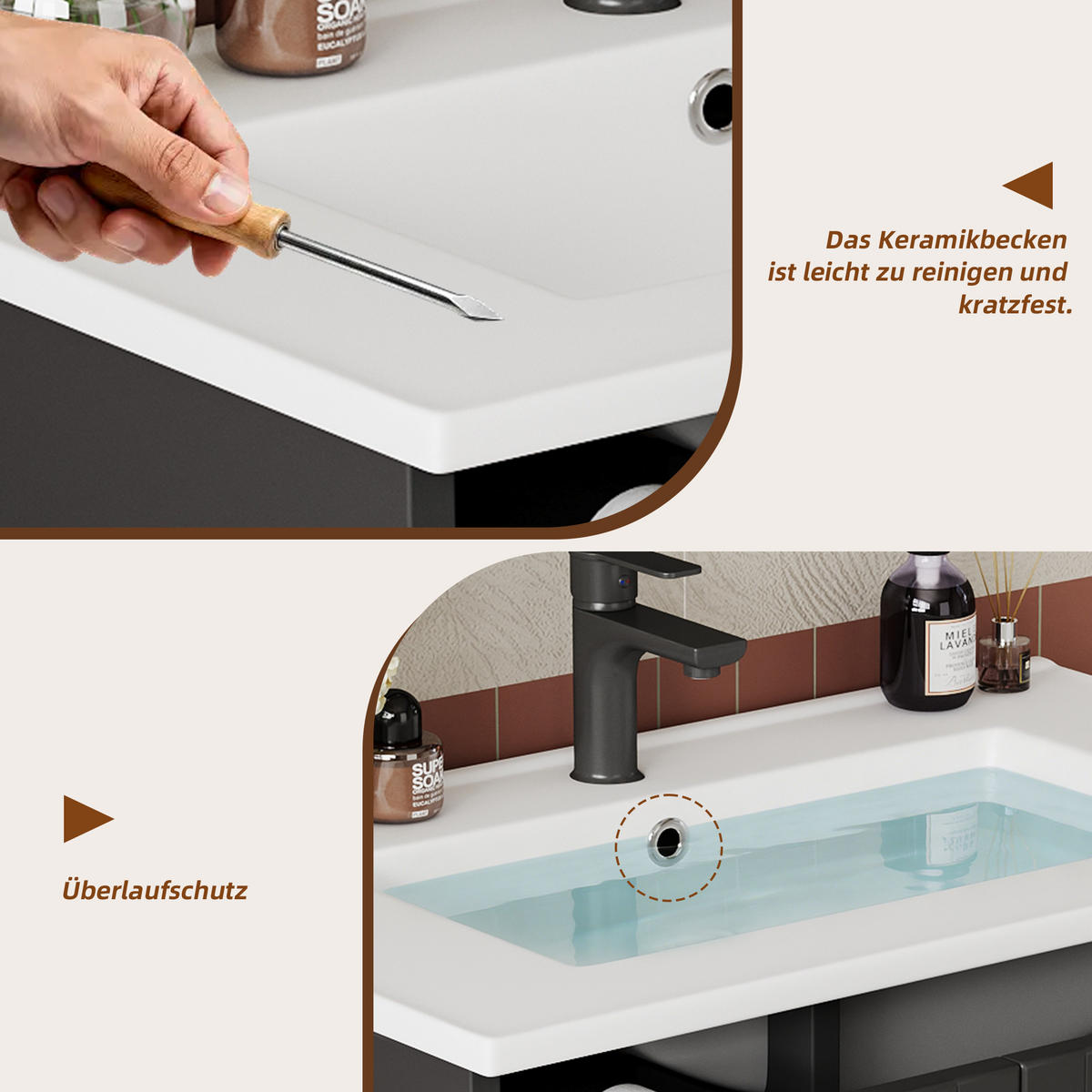 WASCHTISCHKOMBI 76/47/86 cm Schwarz mit freistehender Waschtisch und 3 Schubladen, ohne Wasserhahn - Schwarz, Holz/Holzwerkstoff (47/86/76cm) - Oxeza