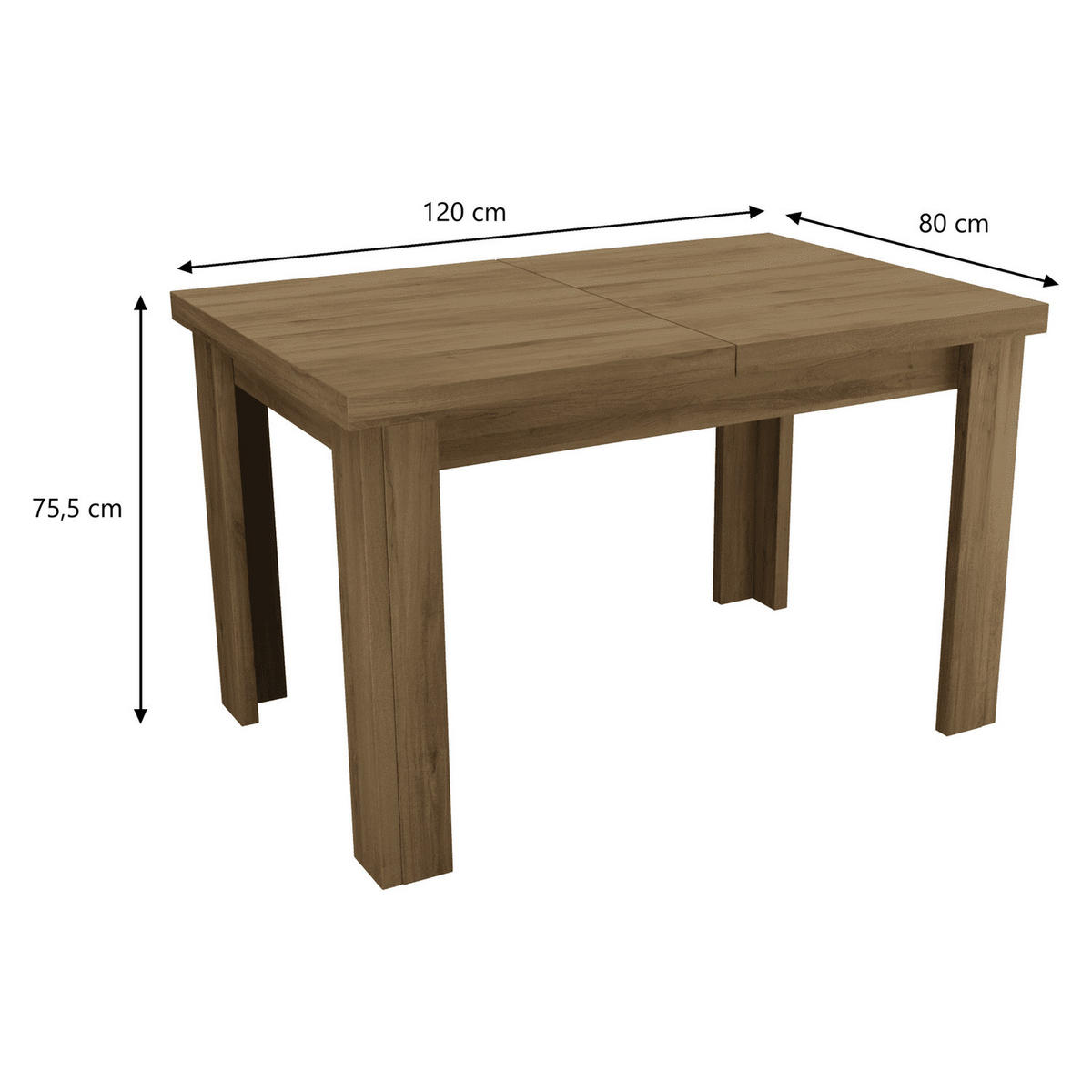 ESSTISCH ausziehbar 120-160 x 80 x 75,5 cm Eiche Lefkas - Eichefarben, Holzwerkstoff (80/120/75.5cm) - Koseto