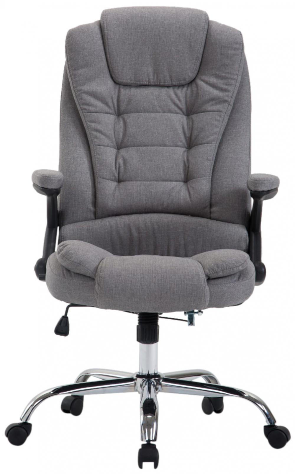 CHEFSESSEL Stoff grau - Chromfarben/Grau, Textil/Metall (69.5/113/78cm) - CLP