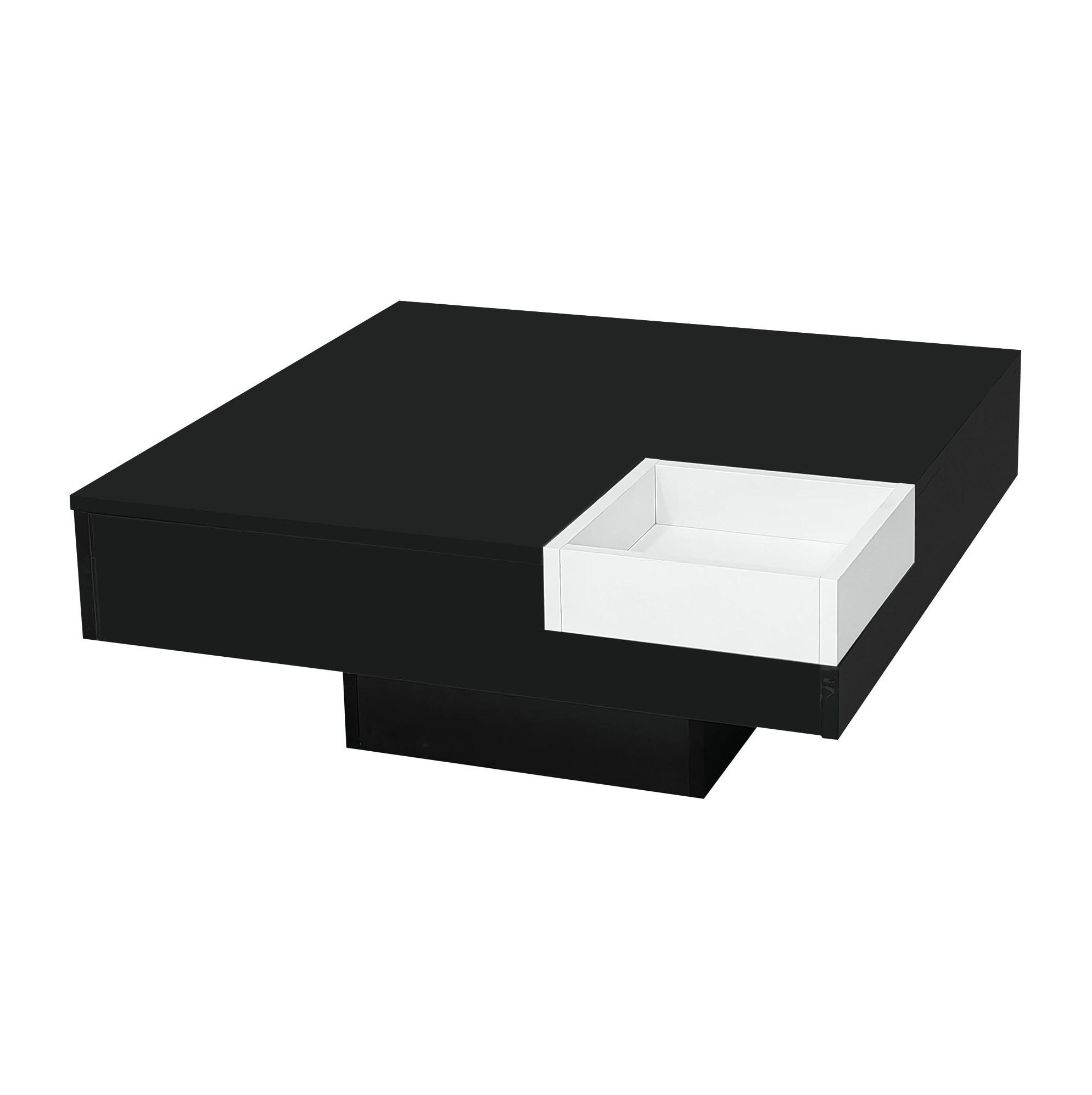 COUCHTISCH 72/72/30 cm schwarz/weiß aus Spanplatte mit LED-Lichteffekt - Schwarz, Holzwerkstoff (72/72/30cm) - OKMYHOME