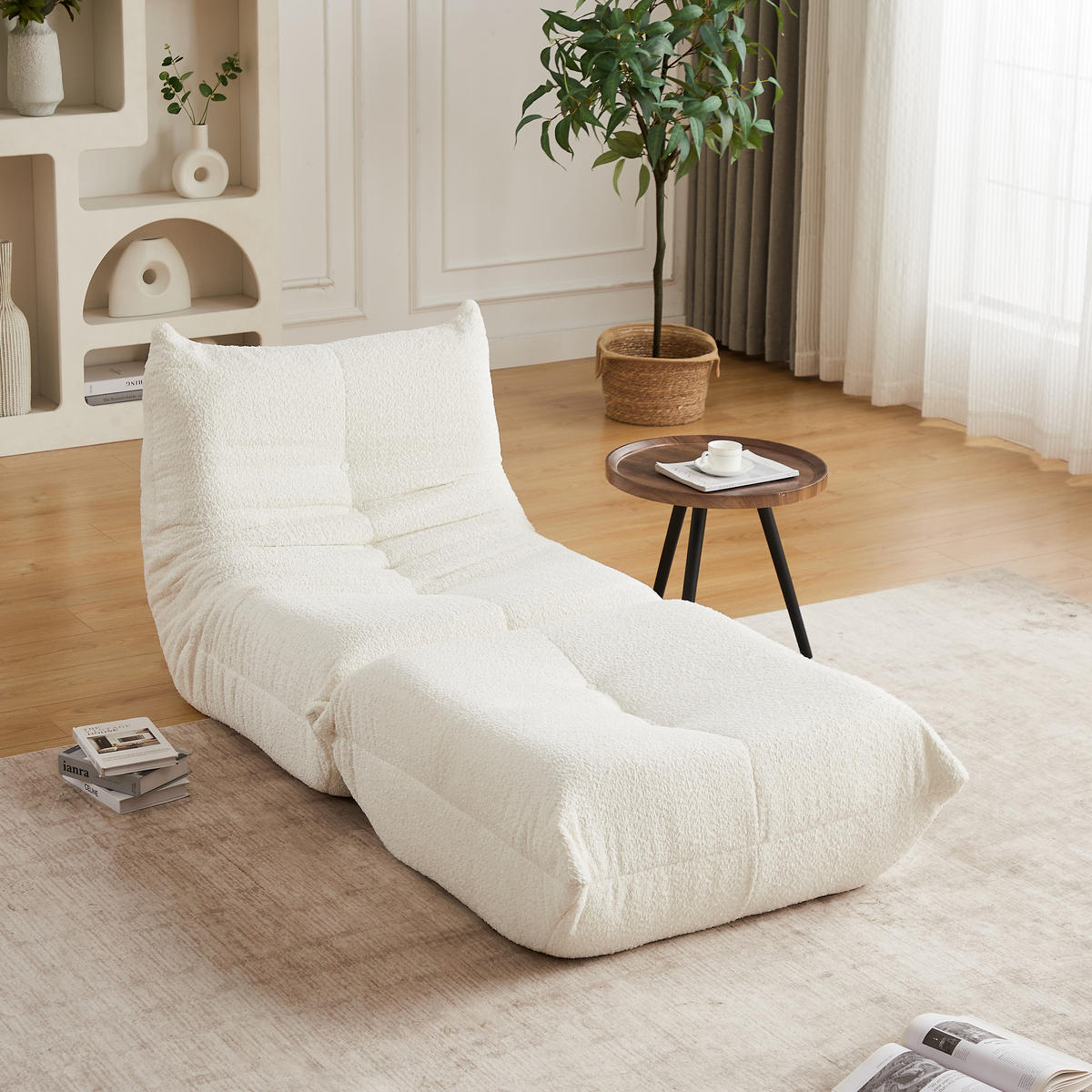 SITZSACK Chenille Beige Ohne Armlehnen - Beige, Textil (94/71/185cm) - WISHDOR