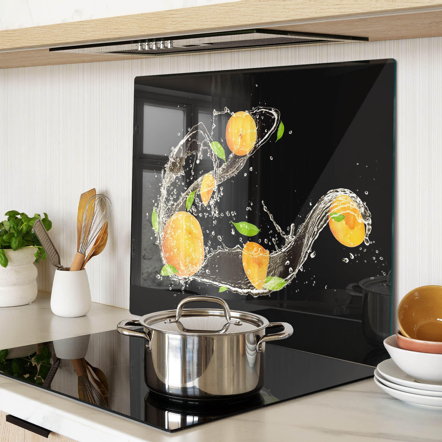 GLASPLATTE 60x52 cm Aprikosen und Wasser - Orange, Glas (60/0.4/52cm) - TULUP