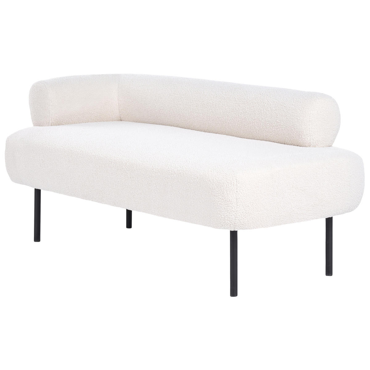 ČALOUNĚNÉ LEHÁTKO CHAISE LONGUE LEVOSTRANNÉ Bouclé Krémově bílé Mirmande - bílá/černá, textil (153/65/70cm) - Beliani